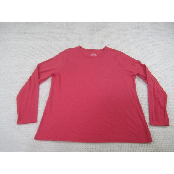 Time Tru Shirt Womens 3XL XXXL Red‎ Long Sleeve Basic Tee Cotton Blend Crew Neck - Picture 1 of 8